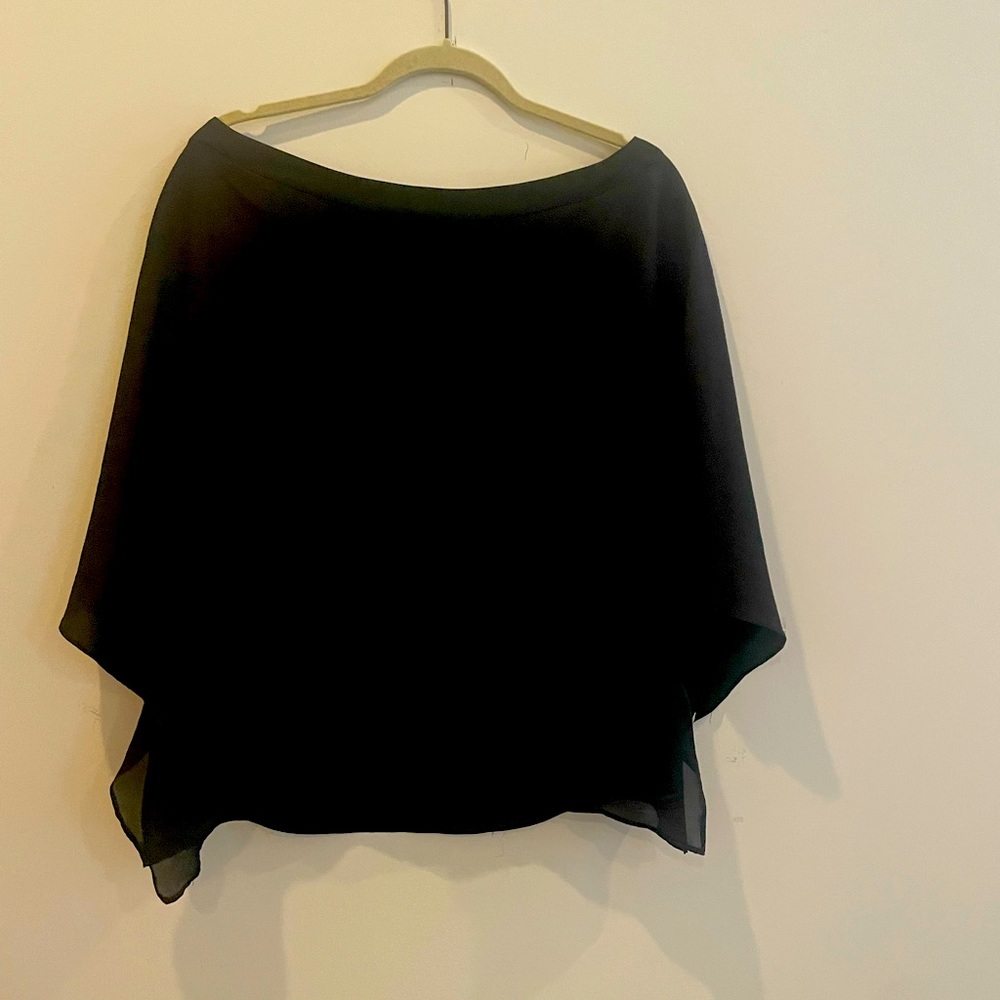 Halston black crepe blouse with dolman sleeve